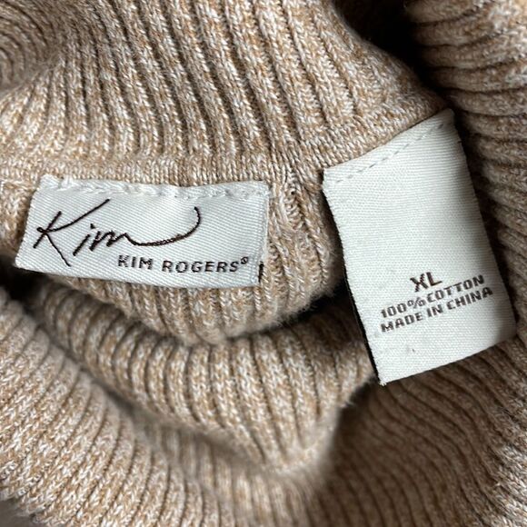 Kim Rogers Ladies Turtle Neck Long Sleeve Pullover Top, Size XL, Tan - Picture 6 of 6